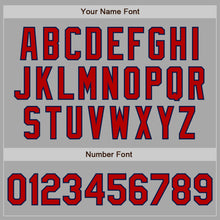 Load image into Gallery viewer, Custom Gray Red-Navy Two-Button Unisex Softball Jersey