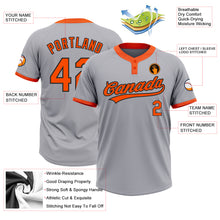 Load image into Gallery viewer, Custom Gray Orange-Black Two-Button Unisex Softball Jersey