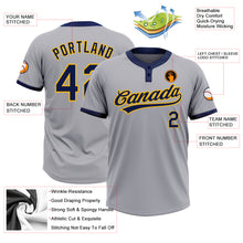 Load image into Gallery viewer, Custom Gray Navy-Gold Two-Button Unisex Softball Jersey