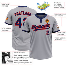 Load image into Gallery viewer, Custom Gray Navy-Red Two-Button Unisex Softball Jersey