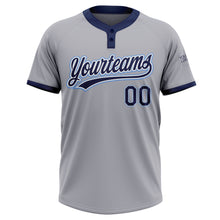 Load image into Gallery viewer, Custom Gray Navy-Powder Blue Two-Button Unisex Softball Jersey