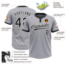 Load image into Gallery viewer, Custom Gray Black-White Two-Button Unisex Softball Jersey