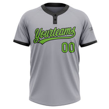 Load image into Gallery viewer, Custom Gray Neon Green-Black Two-Button Unisex Softball Jersey