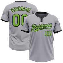 Load image into Gallery viewer, Custom Gray Neon Green-Black Two-Button Unisex Softball Jersey