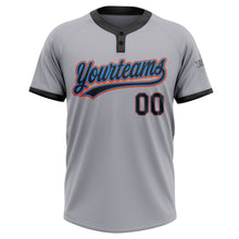 Load image into Gallery viewer, Custom Gray Black Powder Blue-Orange Two-Button Unisex Softball Jersey