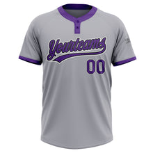 Load image into Gallery viewer, Custom Gray Purple-Black Two-Button Unisex Softball Jersey