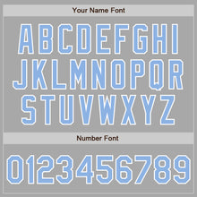 Load image into Gallery viewer, Custom Gray Light Blue-White Two-Button Unisex Softball Jersey