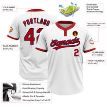 Load image into Gallery viewer, Custom White Red-Navy Two-Button Unisex Softball Jersey