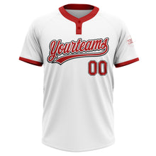 Load image into Gallery viewer, Custom White Red-Black Two-Button Unisex Softball Jersey