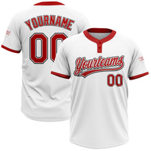 Load image into Gallery viewer, Custom White Red-Black Two-Button Unisex Softball Jersey