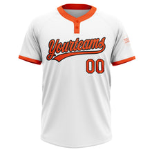 Load image into Gallery viewer, Custom White Orange-Black Two-Button Unisex Softball Jersey