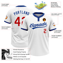 Load image into Gallery viewer, Custom White Red-Royal Two-Button Unisex Softball Jersey