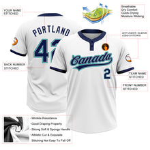 Load image into Gallery viewer, Custom White Navy Gray-Teal Two-Button Unisex Softball Jersey