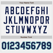 Load image into Gallery viewer, Custom White Navy Gray-Teal Two-Button Unisex Softball Jersey