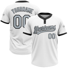 Load image into Gallery viewer, Custom White Silver-Black Two-Button Unisex Softball Jersey