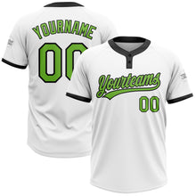 Load image into Gallery viewer, Custom White Neon Green-Black Two-Button Unisex Softball Jersey