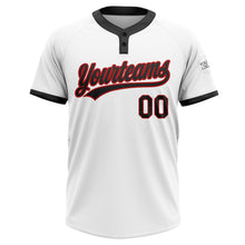 Load image into Gallery viewer, Custom White Black-Red Two-Button Unisex Softball Jersey