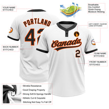 Load image into Gallery viewer, Custom White Black-Orange Two-Button Unisex Softball Jersey