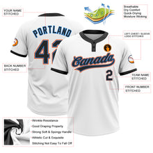 Load image into Gallery viewer, Custom White Black Powder Blue-Orange Two-Button Unisex Softball Jersey