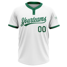 Load image into Gallery viewer, Custom White Kelly Green Two-Button Unisex Softball Jersey