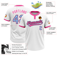 Load image into Gallery viewer, Custom White Light Blue Black-Pink Two-Button Unisex Softball Jersey