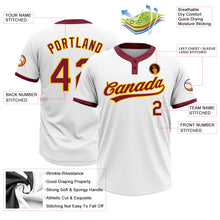Load image into Gallery viewer, Custom White Crimson-Gold Two-Button Unisex Softball Jersey