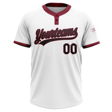 Load image into Gallery viewer, Custom White Black-Crimson Two-Button Unisex Softball Jersey