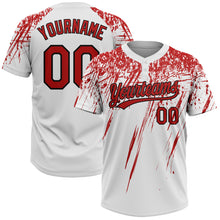 Load image into Gallery viewer, Custom White Red-Black 3D Pattern Two-Button Unisex Softball Jersey