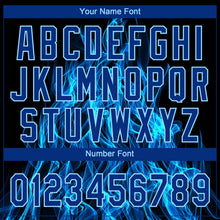 Load image into Gallery viewer, Custom Black Royal-Light Blue Flame 3D Pattern Two-Button Unisex Softball Jersey