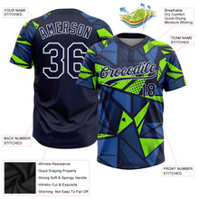 Load image into Gallery viewer, Custom Navy Navy-Neon Green 3D Pattern Two-Button Unisex Softball Jersey