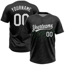 Load image into Gallery viewer, Custom Black White-Neon Green 3D Pattern Two-Button Unisex Softball Jersey