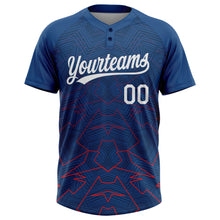 Load image into Gallery viewer, Custom US Navy Blue White-Red 3D Pattern Two-Button Unisex Softball Jersey