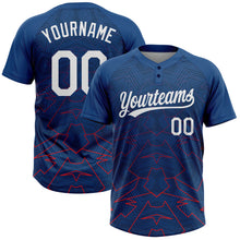 Load image into Gallery viewer, Custom US Navy Blue White-Red 3D Pattern Two-Button Unisex Softball Jersey