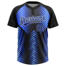 Load image into Gallery viewer, Custom Black Royal-Powder Blue 3D Pattern Two-Button Unisex Softball Jersey