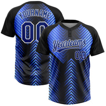Load image into Gallery viewer, Custom Black Royal-Powder Blue 3D Pattern Two-Button Unisex Softball Jersey