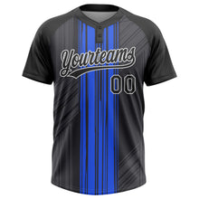 Load image into Gallery viewer, Custom Royal Black-White 3D Pattern Two-Button Unisex Softball Jersey