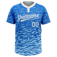 Load image into Gallery viewer, Custom Royal White-Light Blue 3D Pattern Two-Button Unisex Softball Jersey