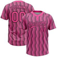 Load image into Gallery viewer, Custom Pink Pink-Black 3D Pattern Two-Button Unisex Softball Jersey