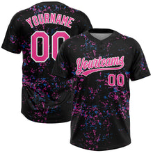 Load image into Gallery viewer, Custom Black Pink-White 3D Pattern Two-Button Unisex Softball Jersey