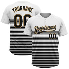 Load image into Gallery viewer, Custom White Black-Old Gold 3D Pattern Two-Button Unisex Softball Jersey