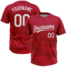 Load image into Gallery viewer, Custom Red White 3D Pattern Two-Button Unisex Softball Jersey