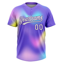 Load image into Gallery viewer, Custom Purple White-Pink 3D Pattern Two-Button Unisex Softball Jersey