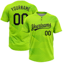 Load image into Gallery viewer, Custom Neon Green Black 3D Pattern Two-Button Unisex Softball Jersey