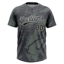 Load image into Gallery viewer, Custom Olive Black-White 3D Pattern Salute To Service Two-Button Unisex Softball Jersey