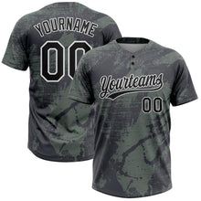 Load image into Gallery viewer, Custom Olive Black-White 3D Pattern Salute To Service Two-Button Unisex Softball Jersey