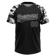 Load image into Gallery viewer, Custom Black Black-Camo 3D Pattern Two-Button Unisex Softball Jersey