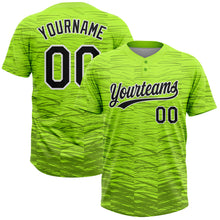 Load image into Gallery viewer, Custom Neon Green Black-White 3D Pattern Two-Button Unisex Softball Jersey