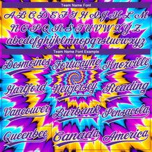 Load image into Gallery viewer, Custom Tie Dye Purple-White 3D Two-Button Unisex Softball Jersey