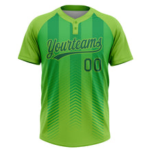 Load image into Gallery viewer, Custom Neon Green Kelly Green 3D Pattern Two-Button Unisex Softball Jersey