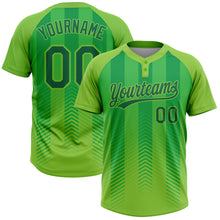 Load image into Gallery viewer, Custom Neon Green Kelly Green 3D Pattern Two-Button Unisex Softball Jersey